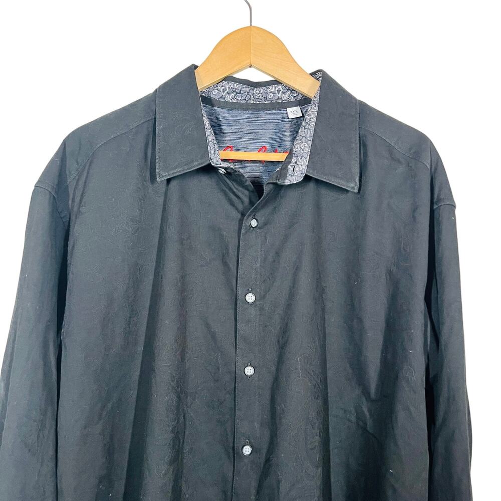Robert Graham Long Sleeve Button Down Dress Shirt Black Casual - 2XL